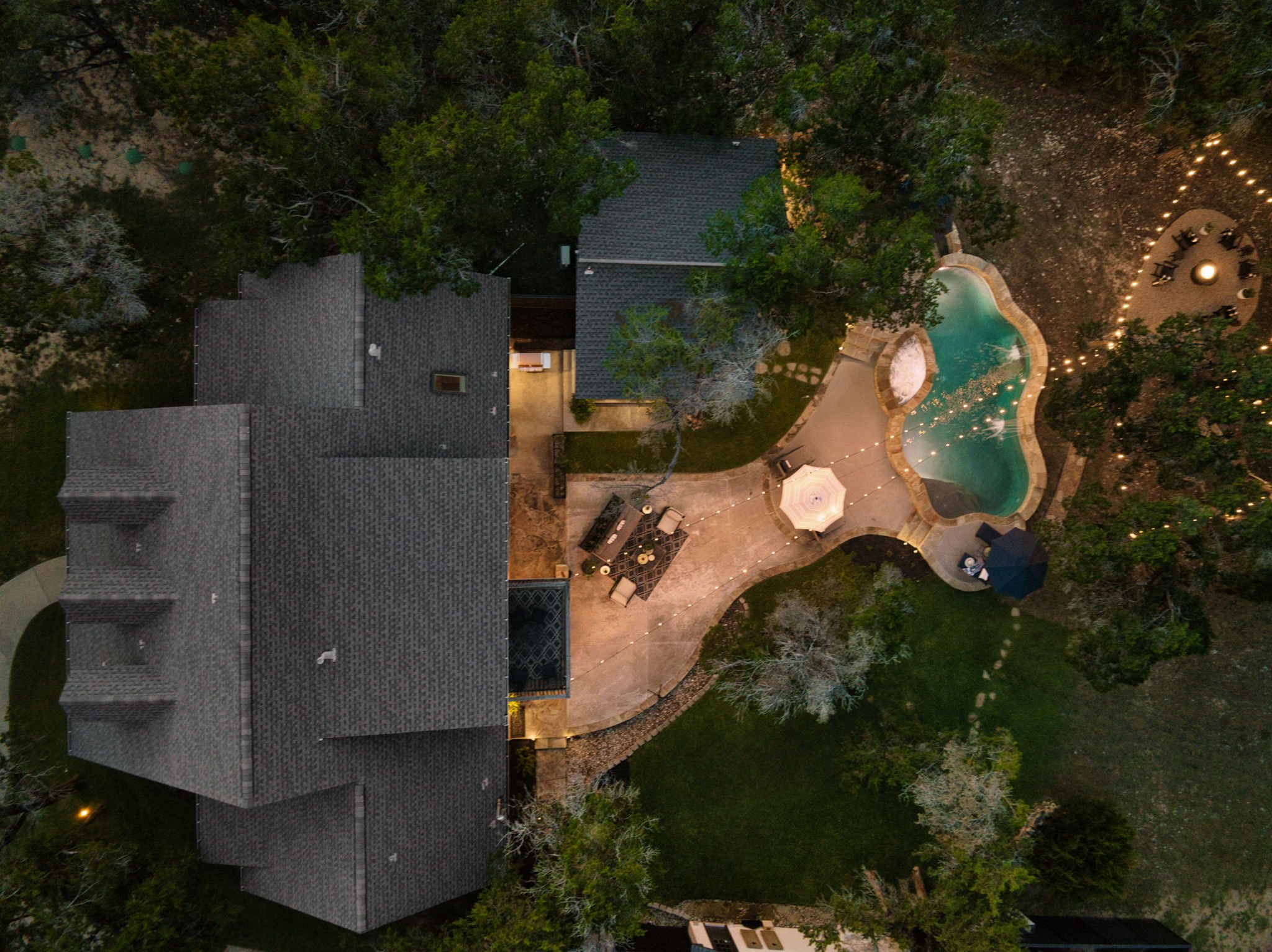 Whitetail Manor is the main house on the left where the owners live. Walk a few feet and you can see the detached Whitetail Cottage. Walk a bit further and you can enjoy the pool, heated spa, hammock, or firepit. So much to do and enjoy!