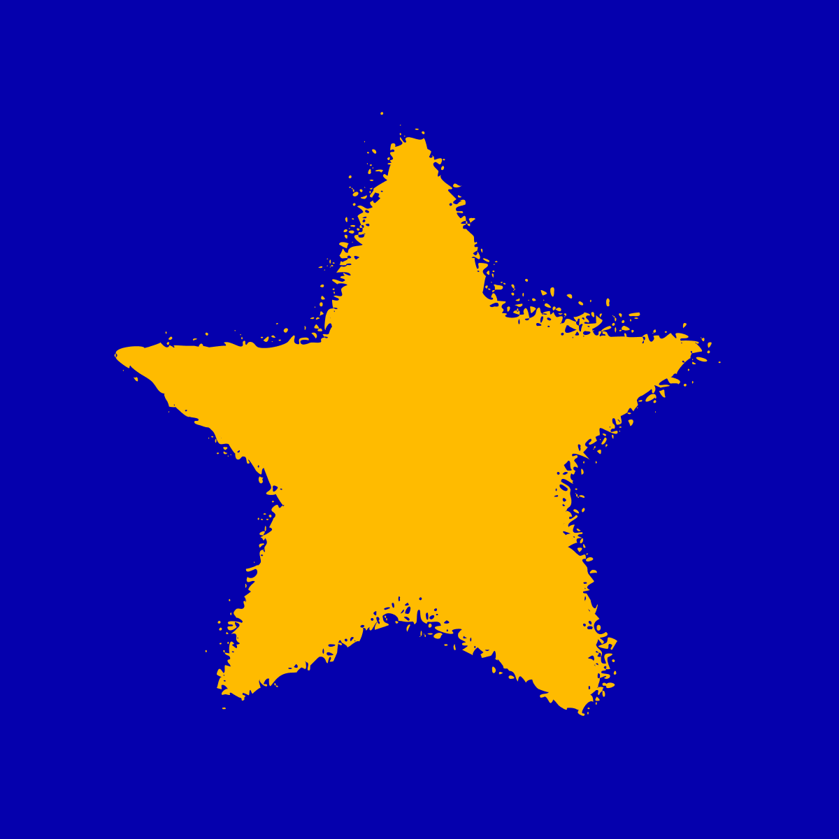 Yellow star on a blue background.