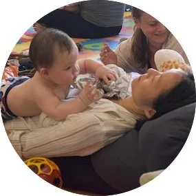 tummy time on reclining caregiver