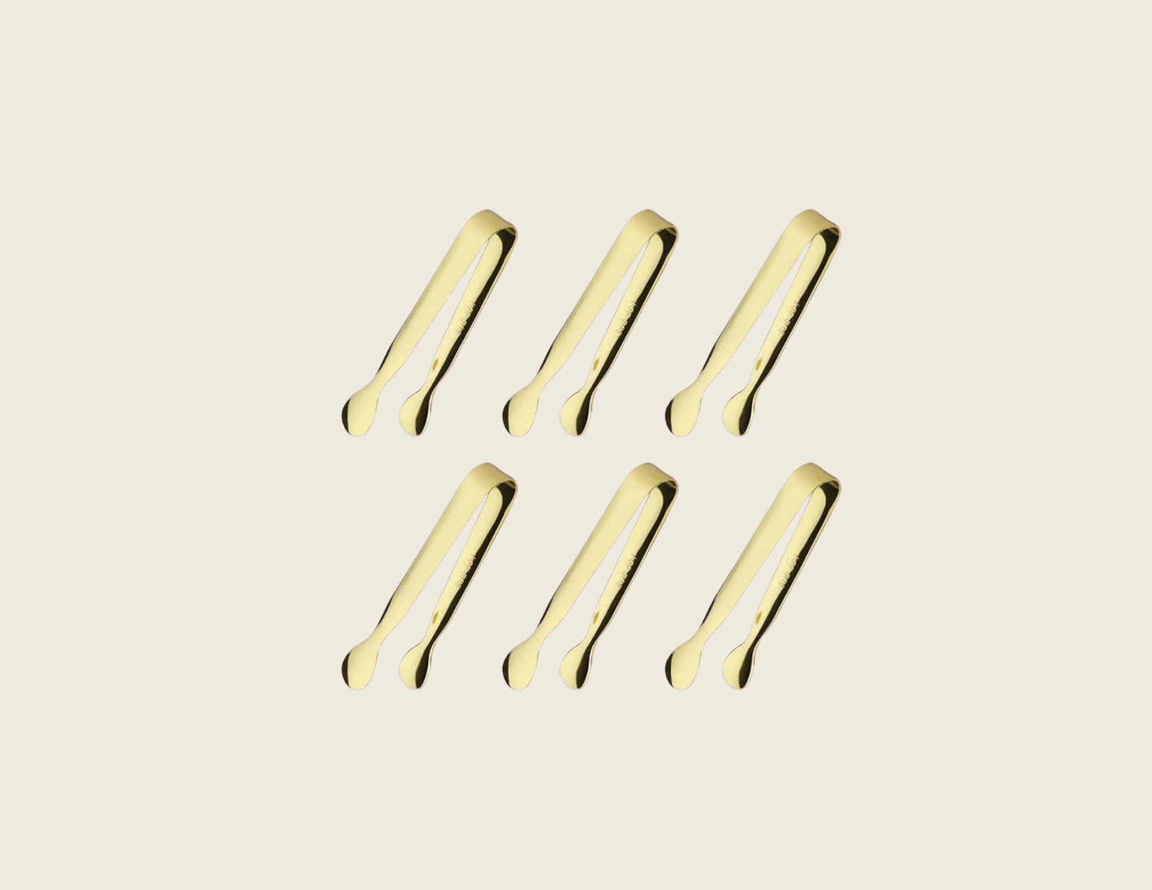 Set of 6 Mini Gold Tongs