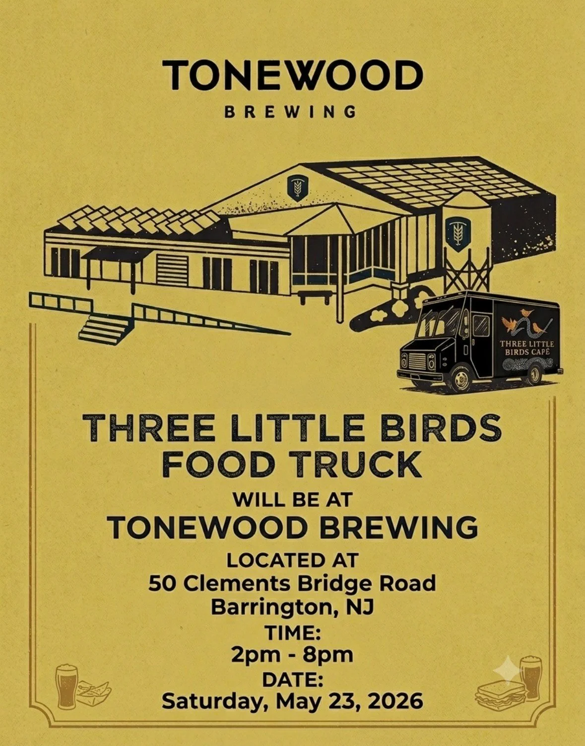 Come thirsty. Leave happy. We&rsquo;ll handle the food Saturday at Tonewood Brewing #foodies #southjersey #camdencountynj
