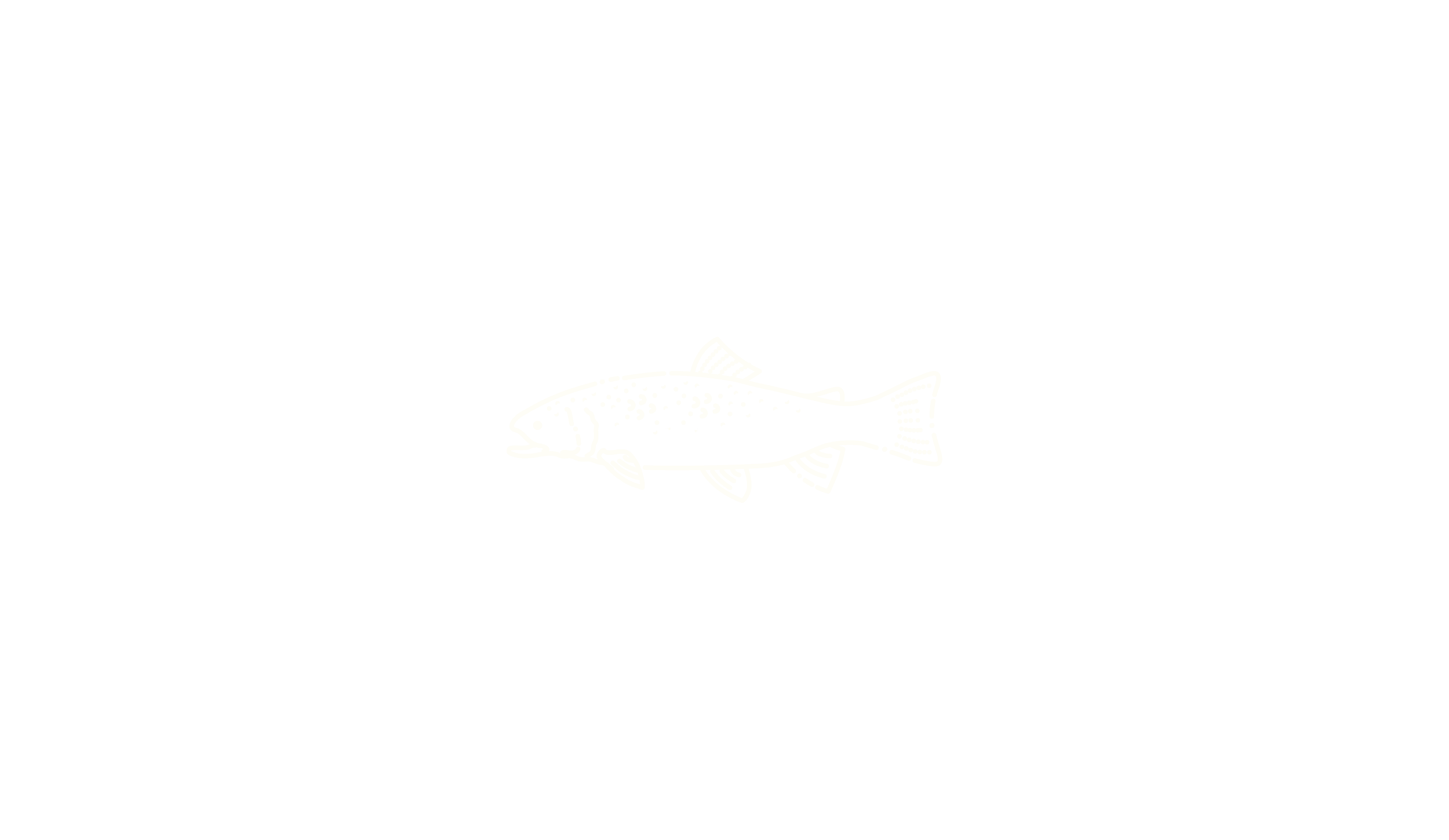 Line drawing of a fish with fins, scales, and an open mouth, depicted in white on a black background.
