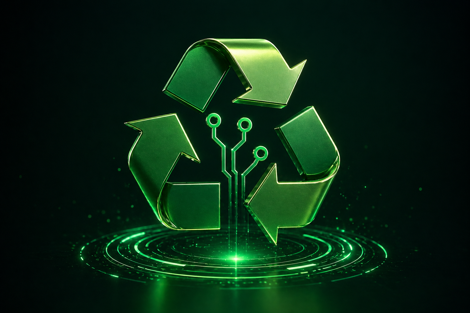 Ilustração de duas pessoas plantando uma árvore, com o texto "Impacto Ambiental e Social" e "Aumentando as taxas de reciclagem e apoiando comunidades locais". Logotipo "Eloop" está presente.