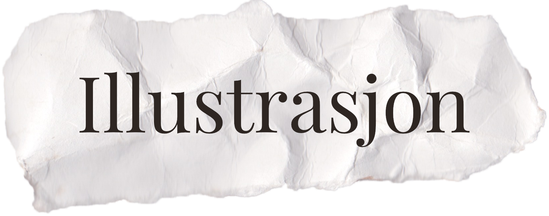 Bilde av en hvit, rynket papirlapp med teksten "Illustrasjon" skrevet i svart.