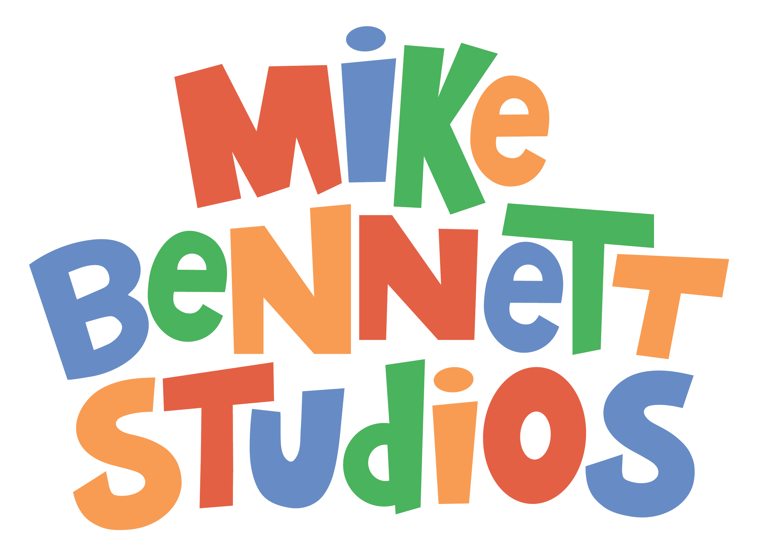 "Mike Bennett Studios" text in colorful, cartoon-style letters.