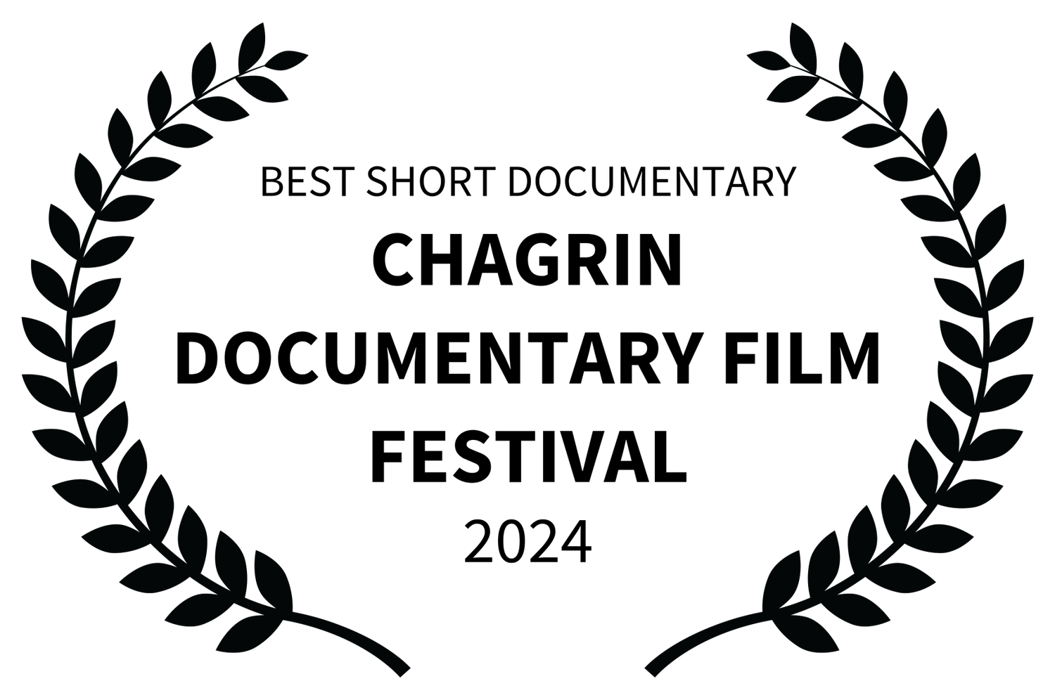 Black award ribbon with a laurel wreath border and placeholder text.