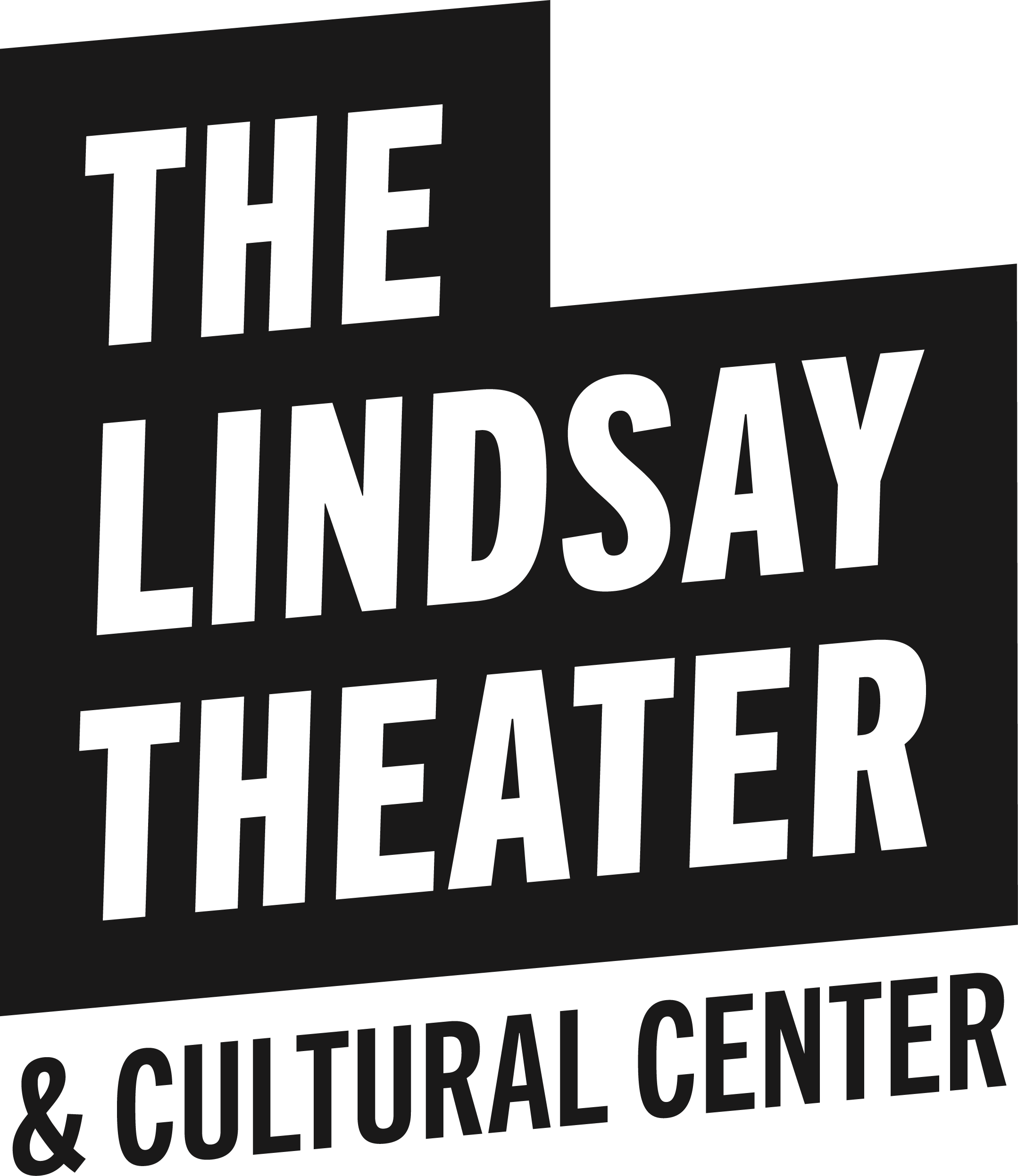 Black and white sign for the Lindsay Theater and Cultural Center.