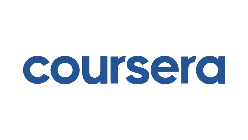 The Coursera logo in blue lowercase letters on a white background.