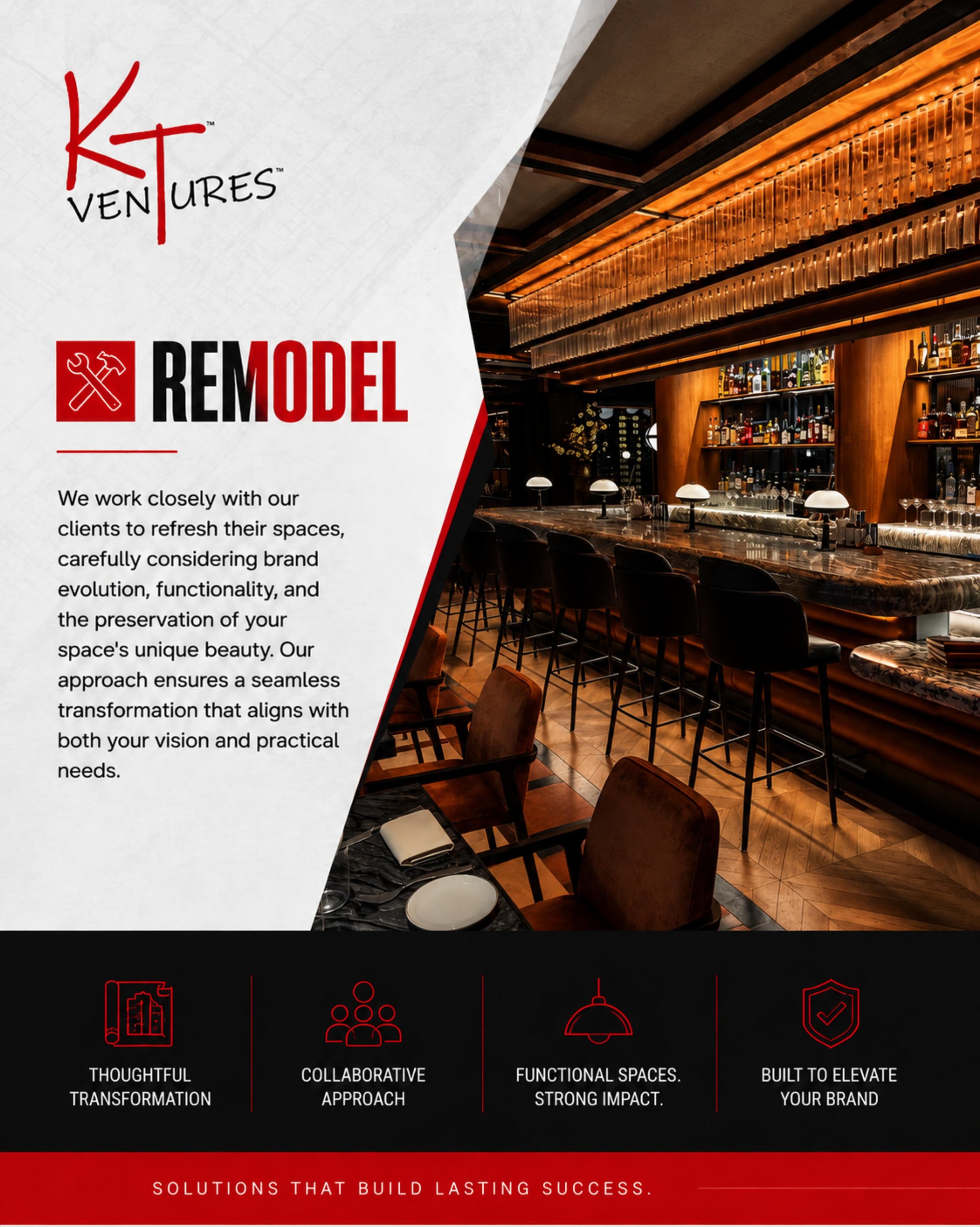 Your space should evolve as your business grows.

Summer is one of the best times for businesses to tackle remodel projects&mdash;refreshing spaces, improving functionality, and creating an updated experience for both customers and employees before t