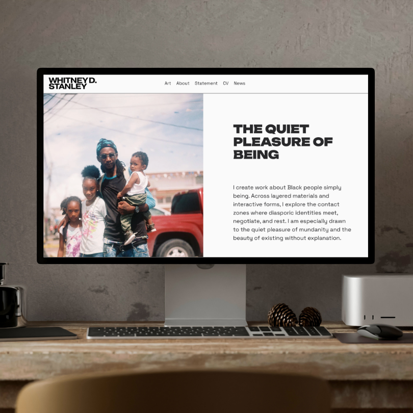 Redesign of Artist Portfolio - Squarespace build designed with a minimalist layout that translates cleanly across devices