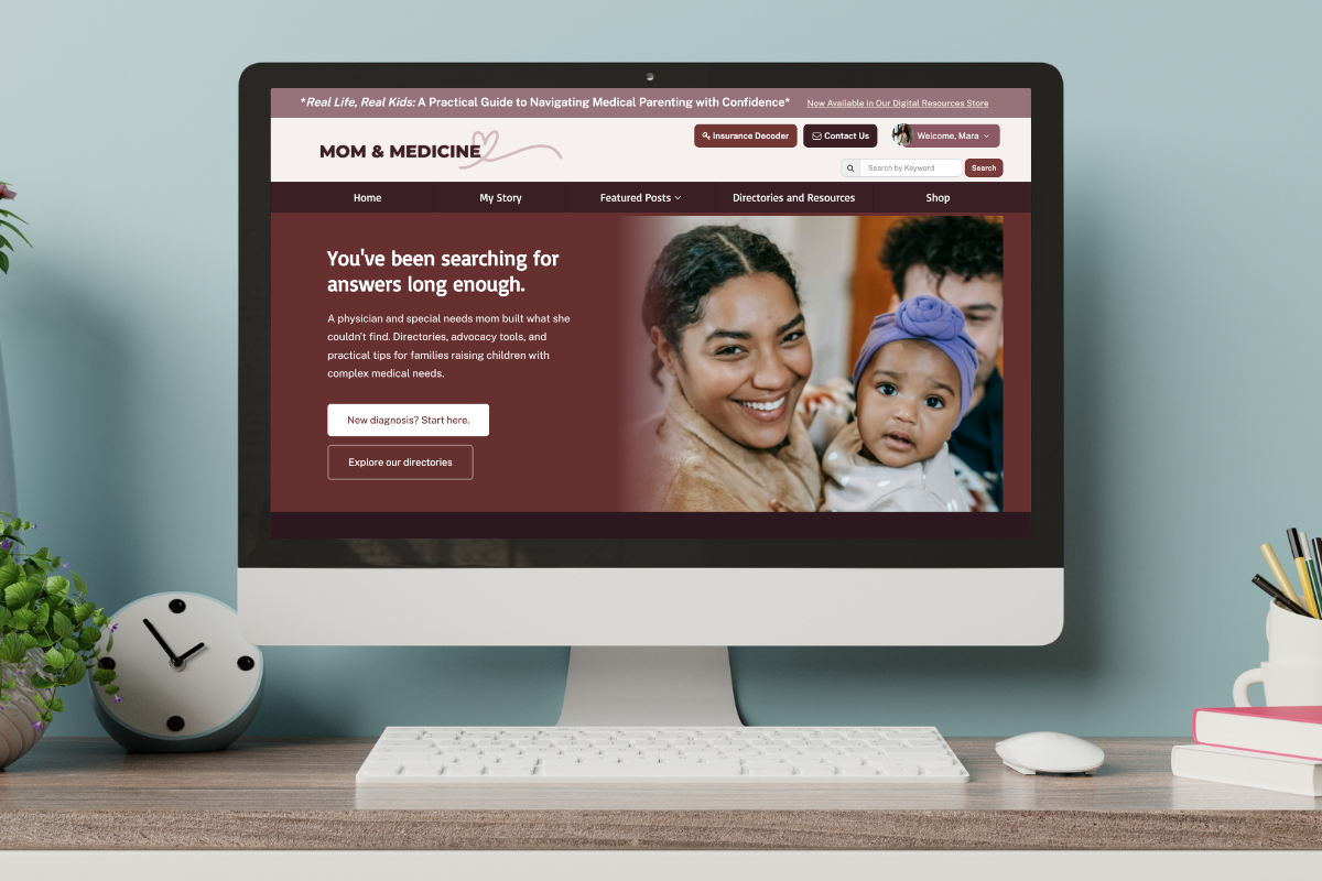 mom and medicine website laptop mockup