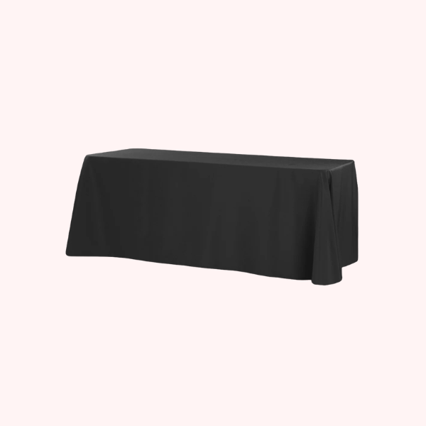 Black 90" x 132" Table linen for 6ft and 8ft Rectangular Tables