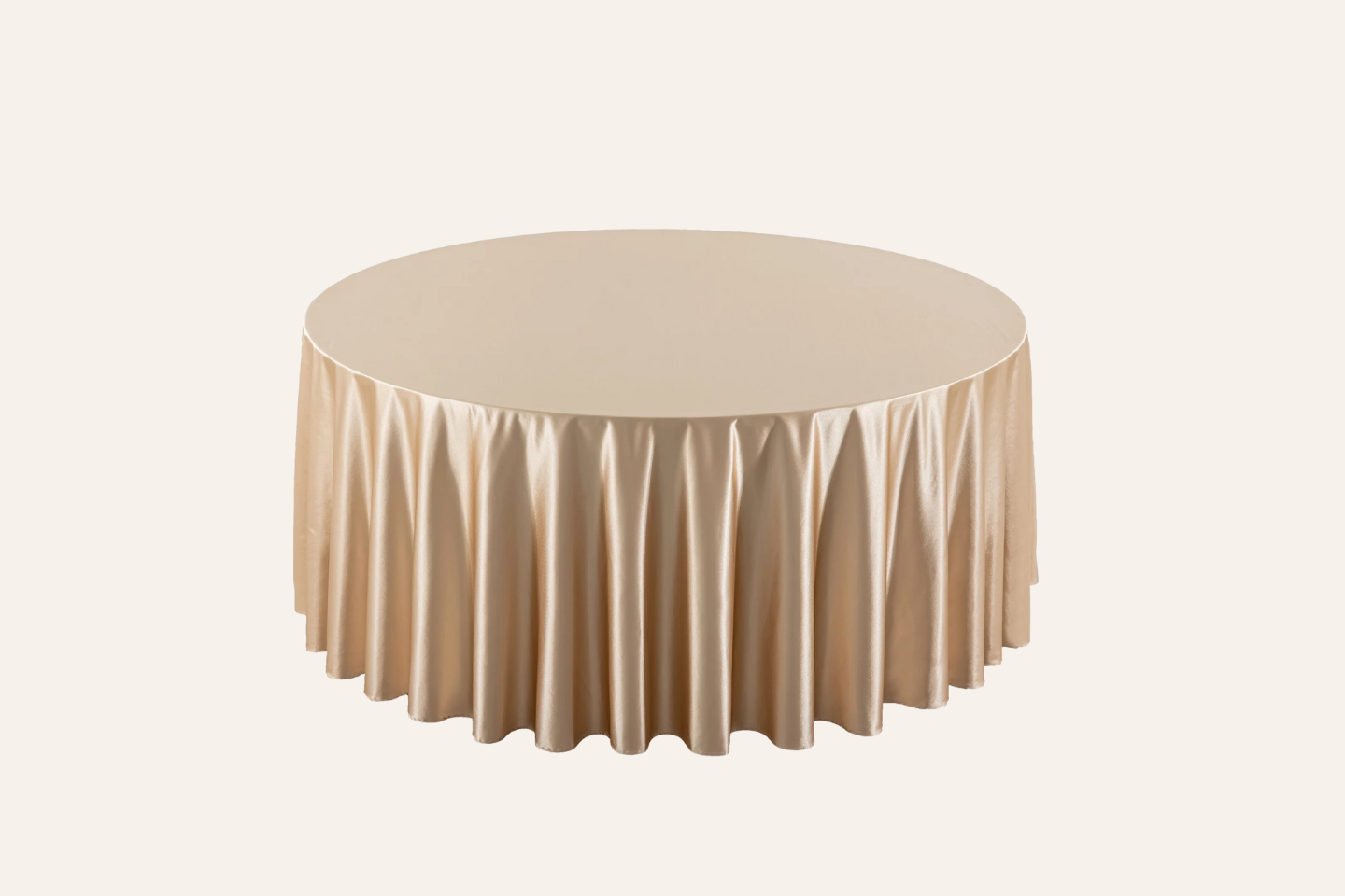 Champagne 132" Satin table linen for 72" round tables