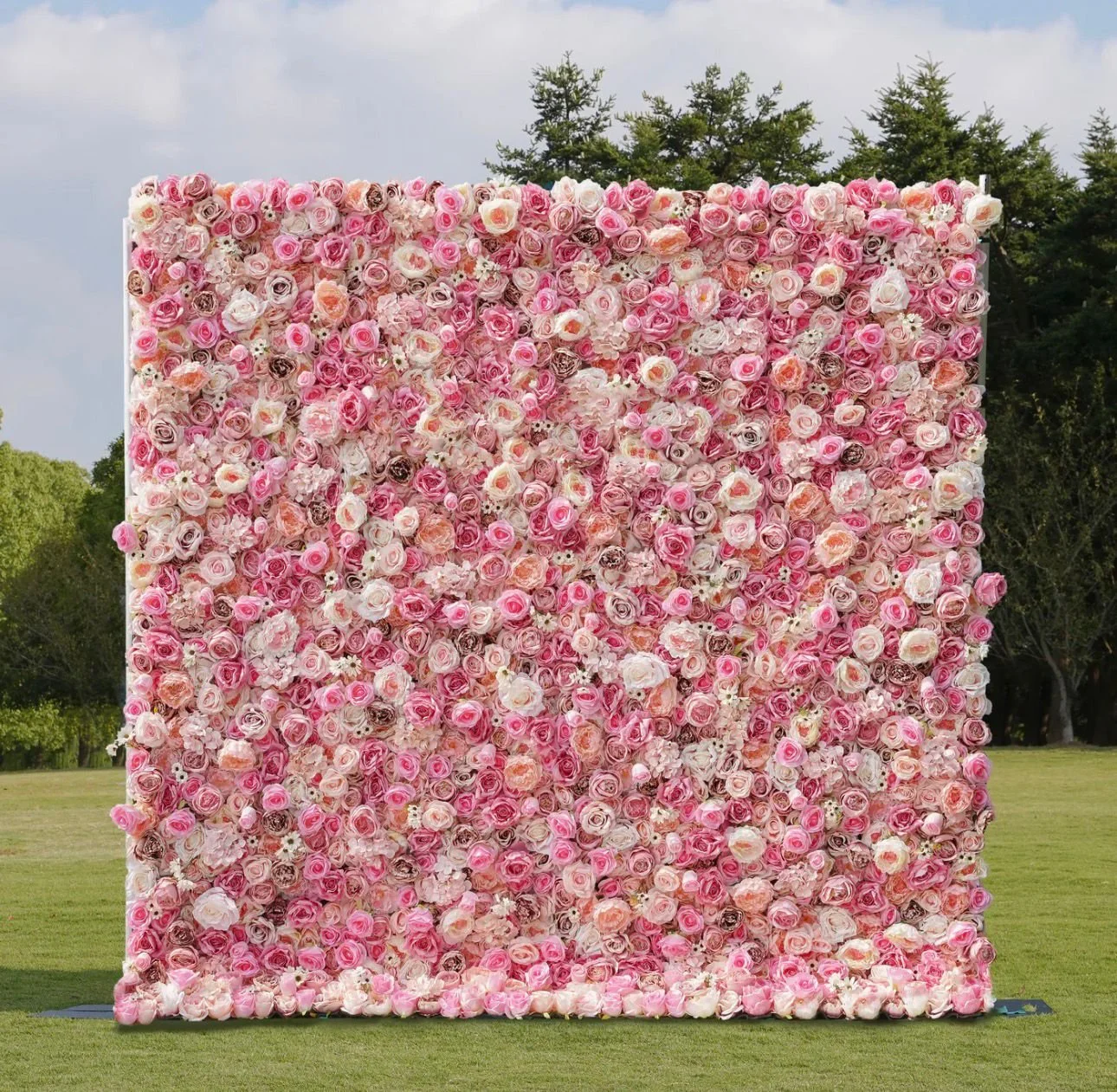8ft Premium Pink Rose Flower Wall Backdrop