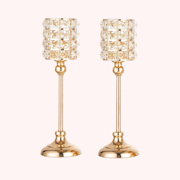 Gold Crystal Candle Holder