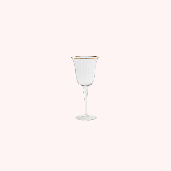 Gold Rim Fluted Stem Wine Glass