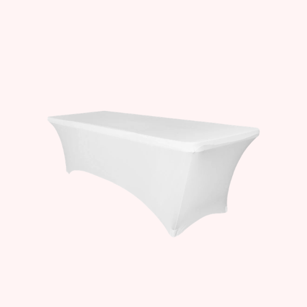 White Spandex Cover for 8ft Rectangular Tables