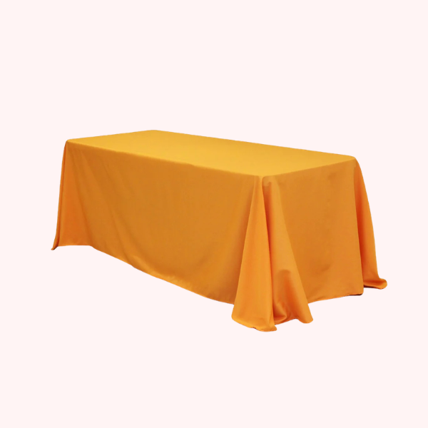 Orange 90x132" table linen for 6ft and 8ft rectangular tables