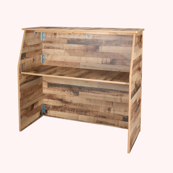 Rustic folding bar/desk with storage shelf