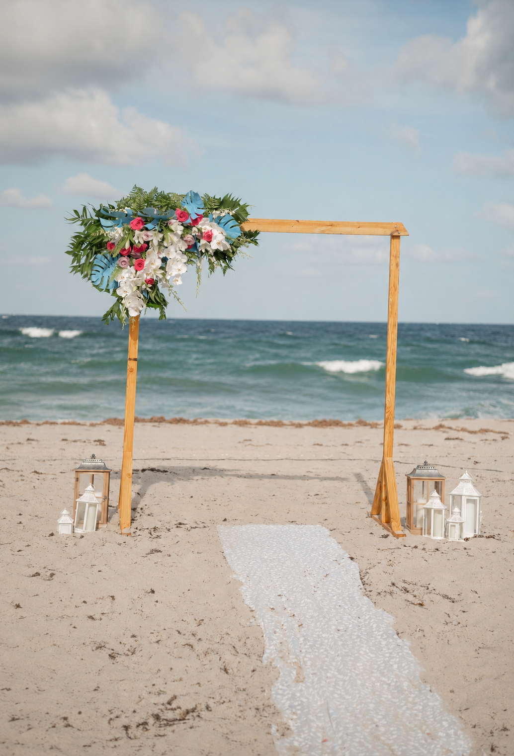 2- Post Ceremony Arch with artificial floral accents