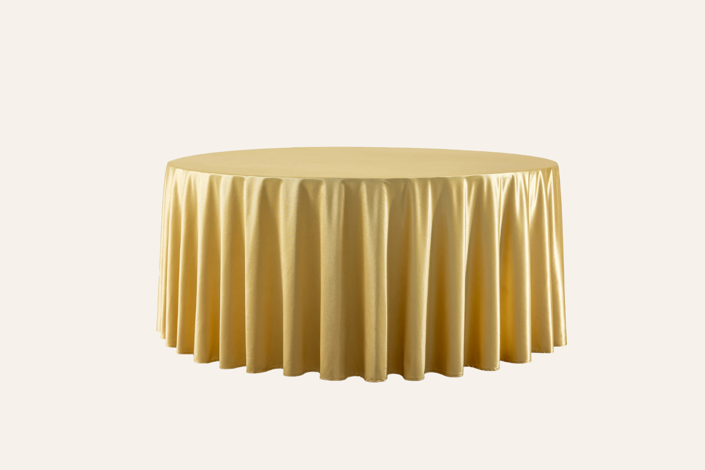 Gold 132" Satin table linen for 72" round tables
