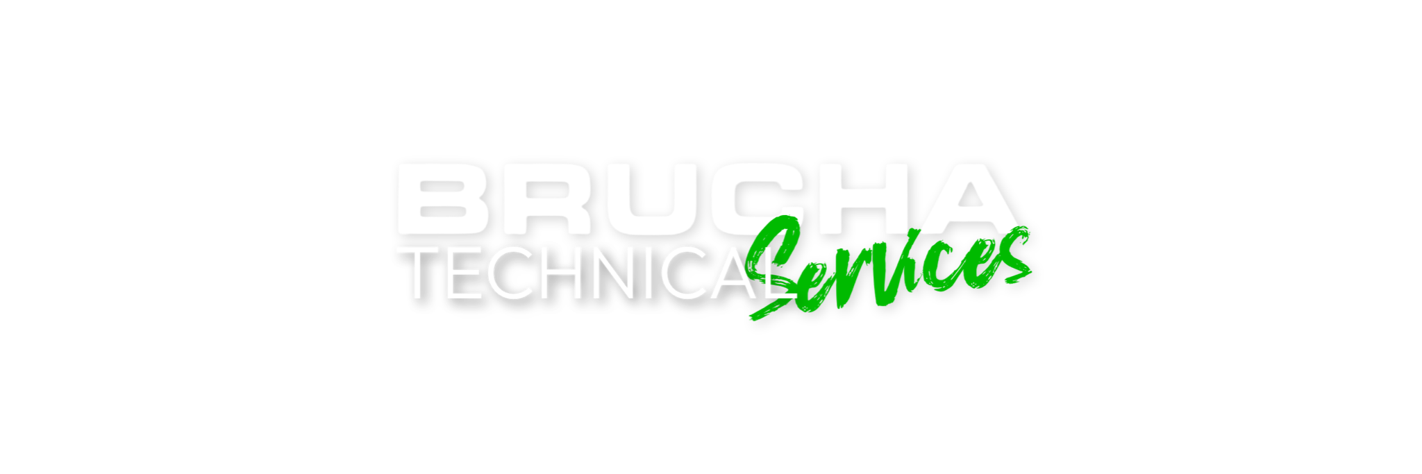 Logo for Brucha Technical Services with black background, white and green text.