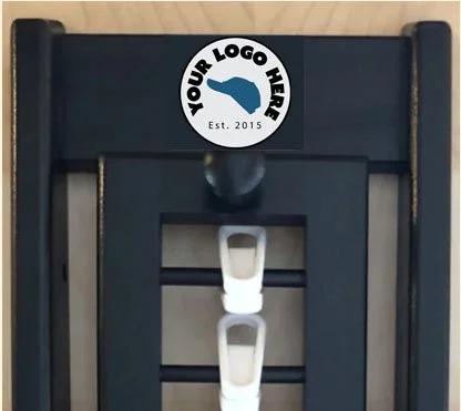 A painted hat rack mock up for putting a customized logo