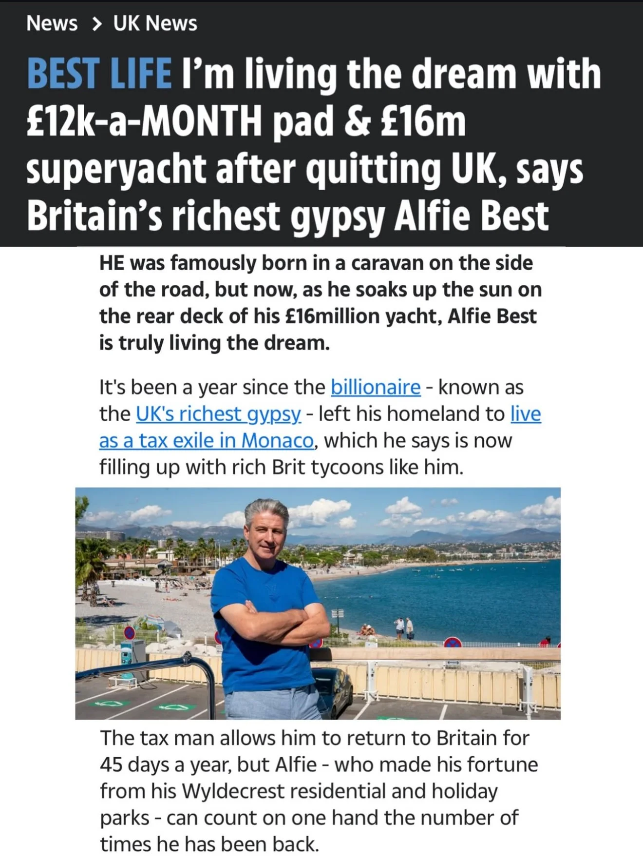 The Sun - Alfie Best continues to live the dream after quitting UK
