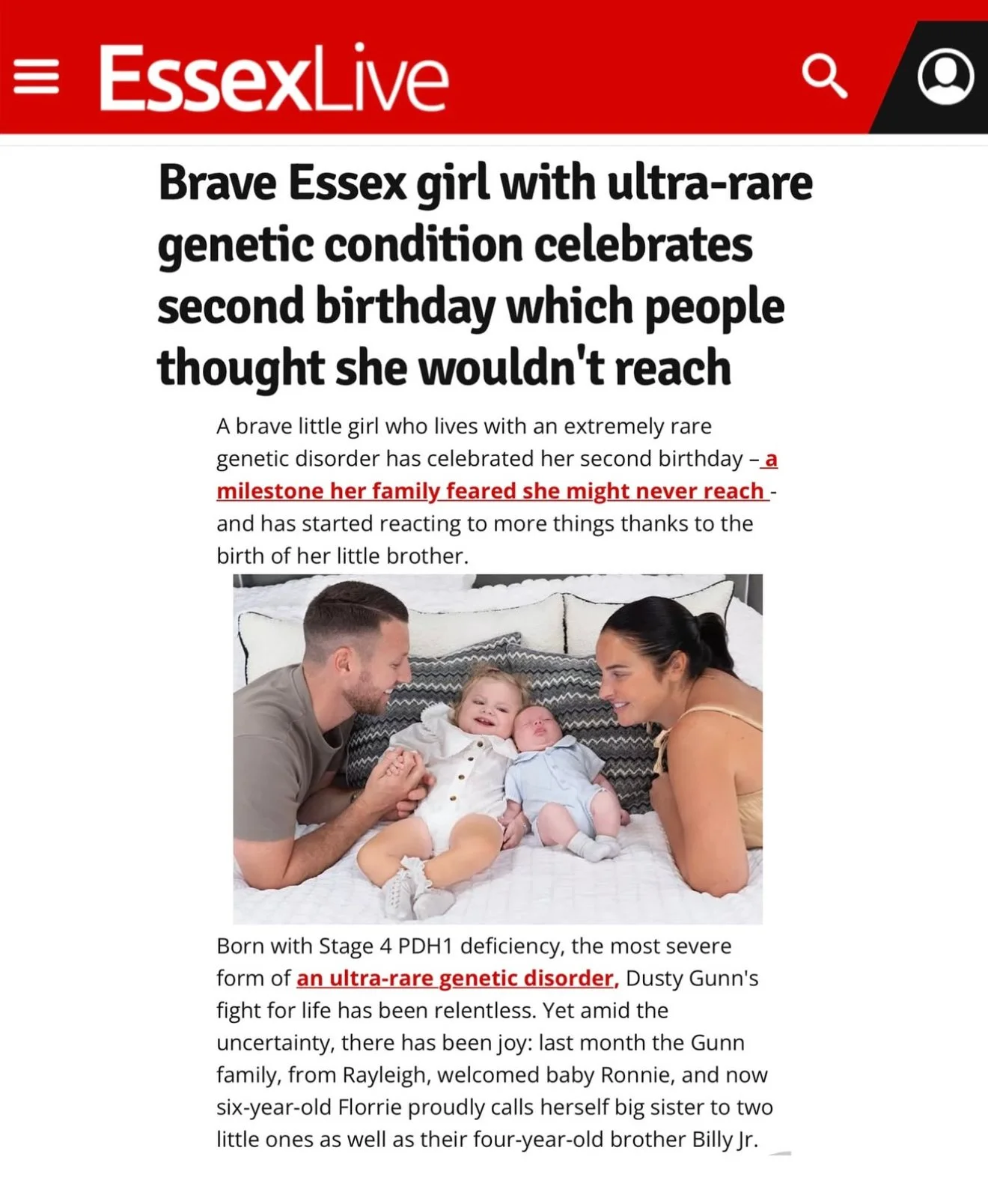 Essex Live - Dusty Gunn celebrates second birthday against the odds