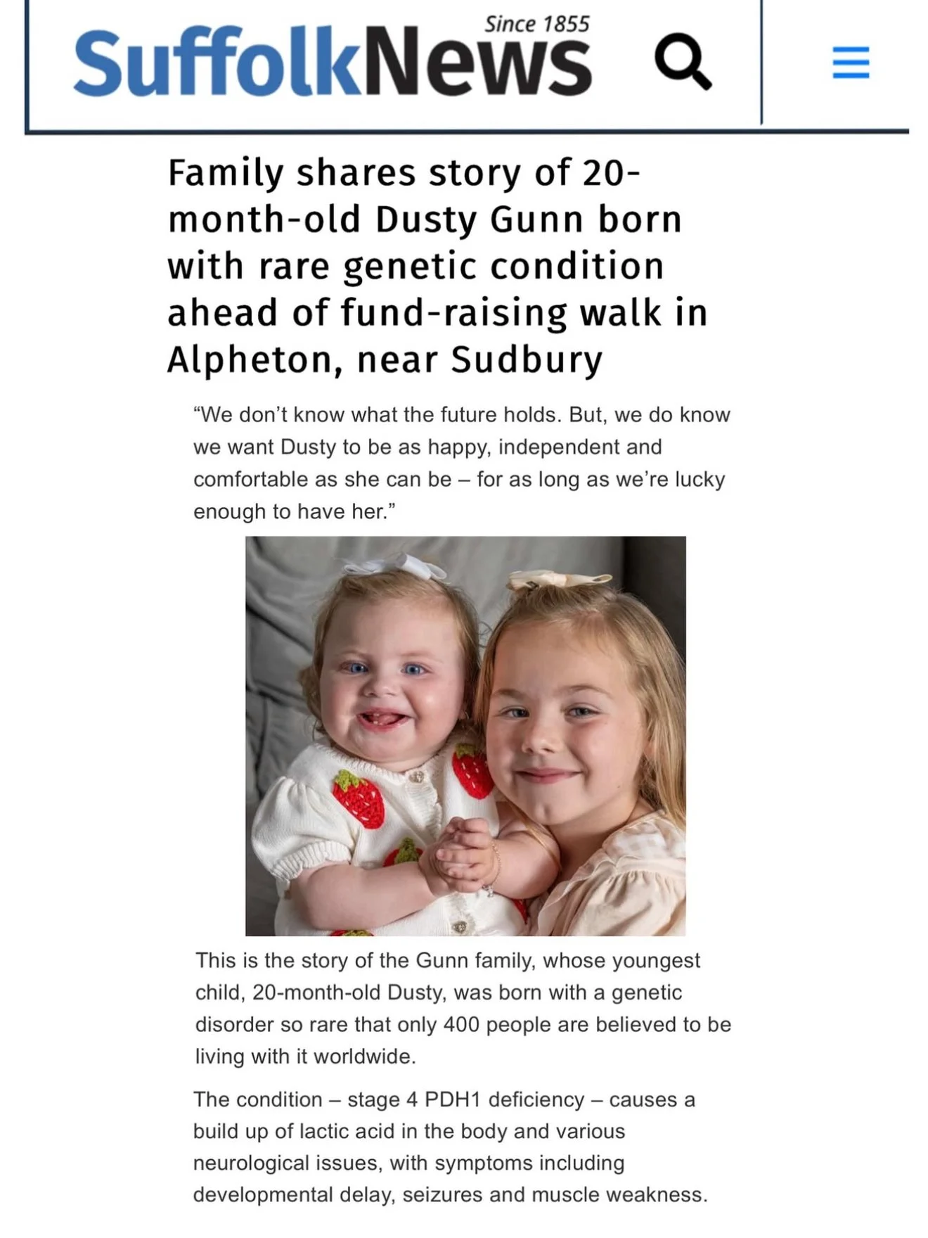 Suffolk News - more press for the miracle of Dusty Gunn