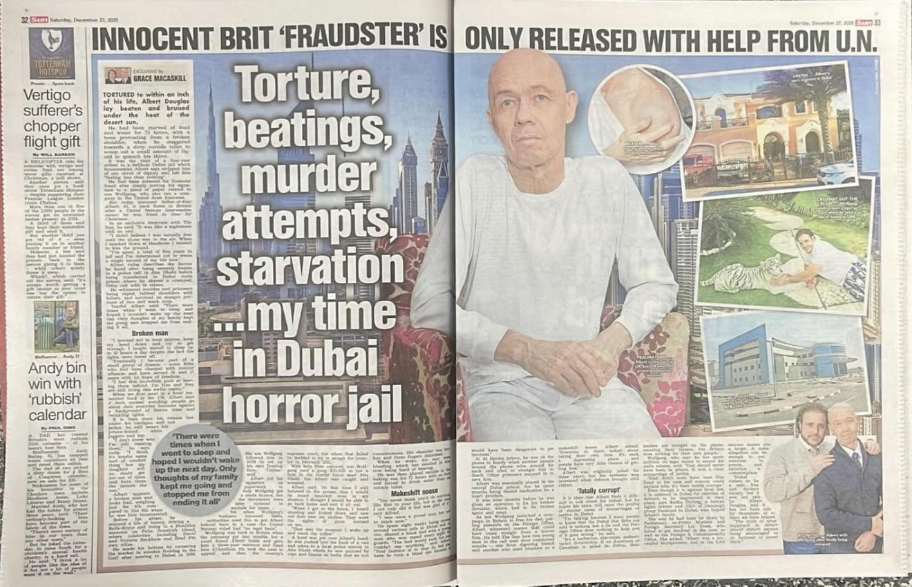 The Sun - Albert Douglas Dubai prison interview