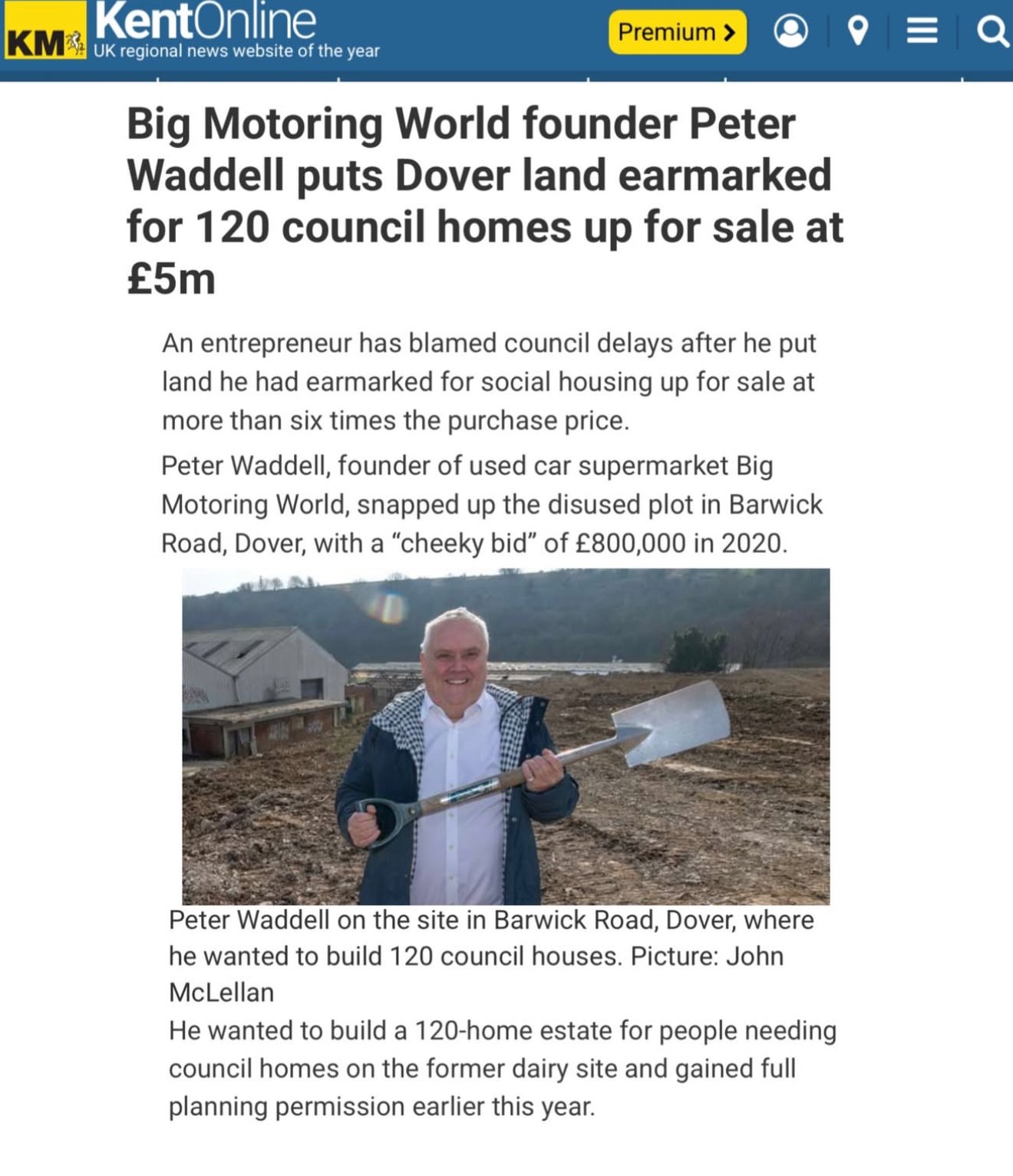 Kent Online - Peter Waddell story feature