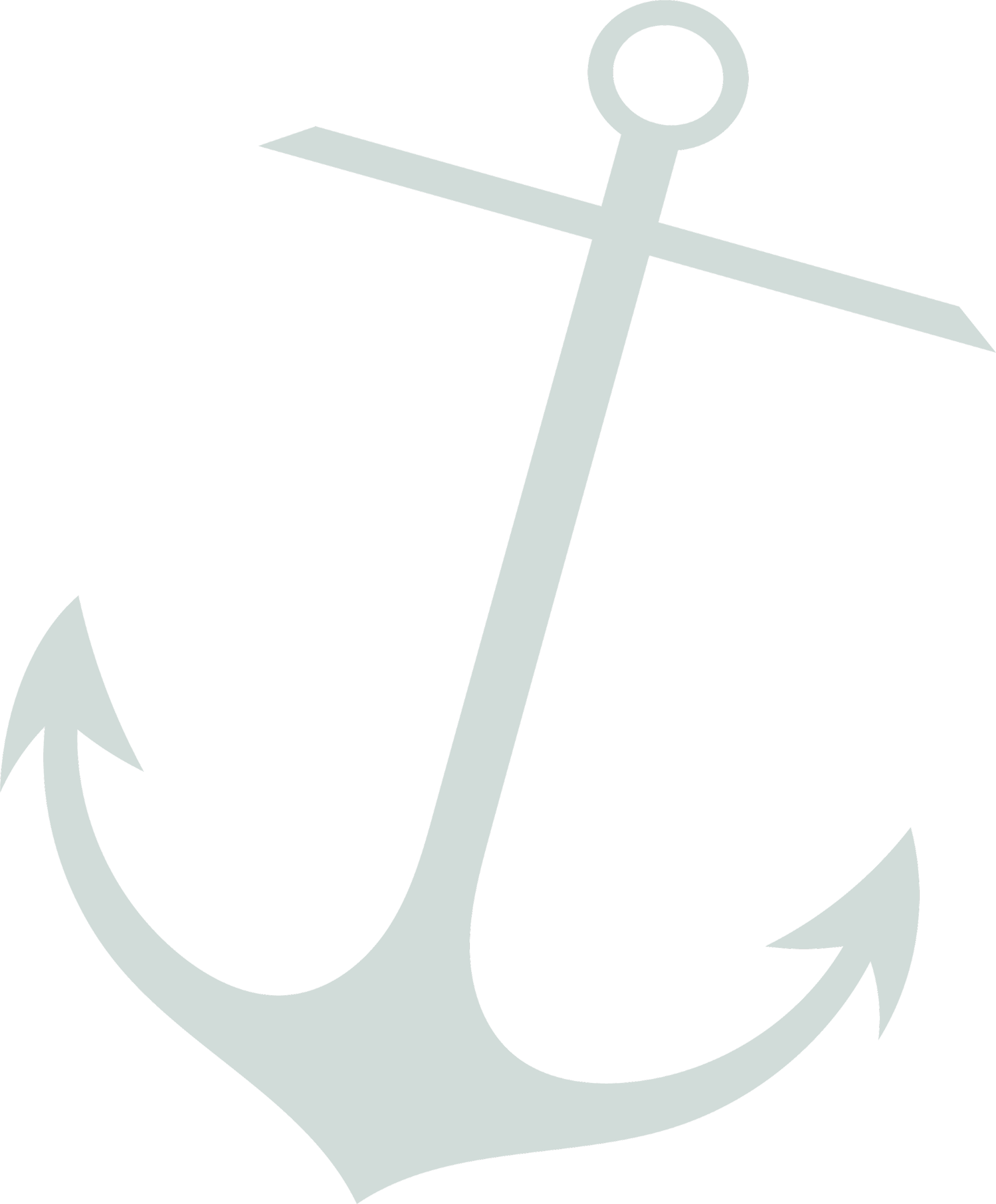 Gray anchor with a round ring at the top and flukes at the bottom, set against a black background.