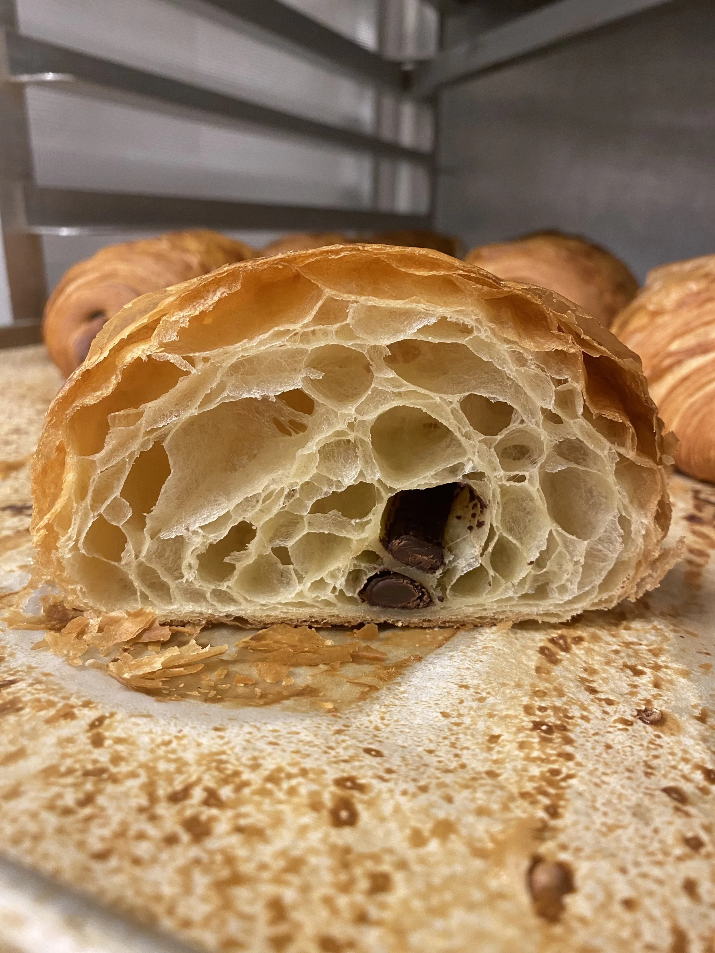 Cross section of a Chocolate Croissant