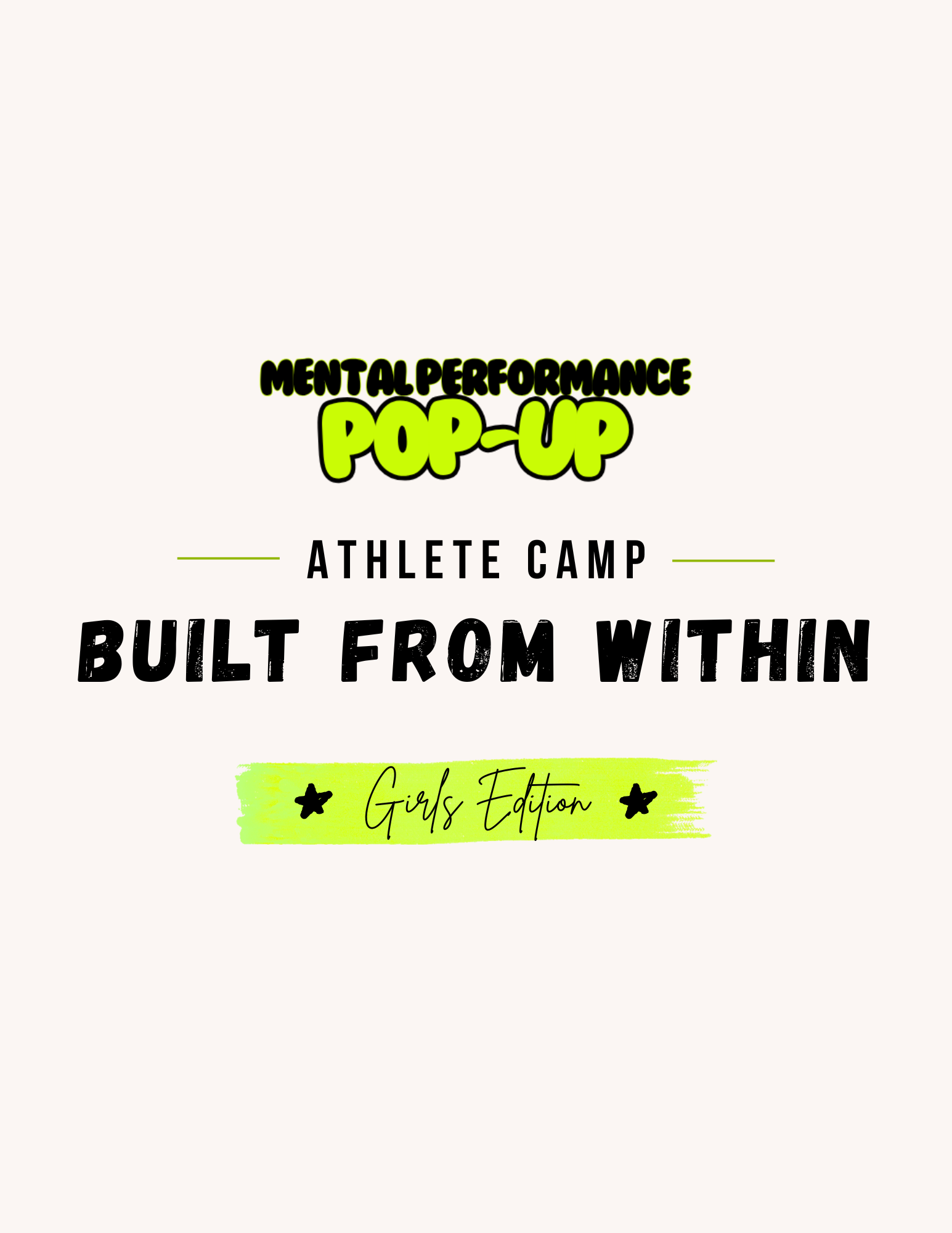 Mental Performance Pop-Up Athlete Camp: Built From Within - Girls Edition
