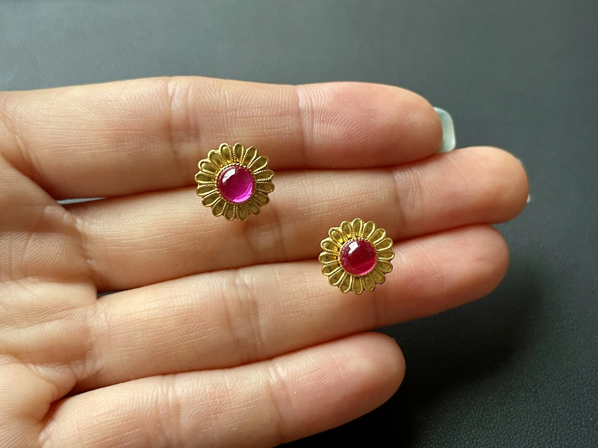 Imperial Filigree Inlay Flower Stud Earrings (Pink Tourmaline).jpg