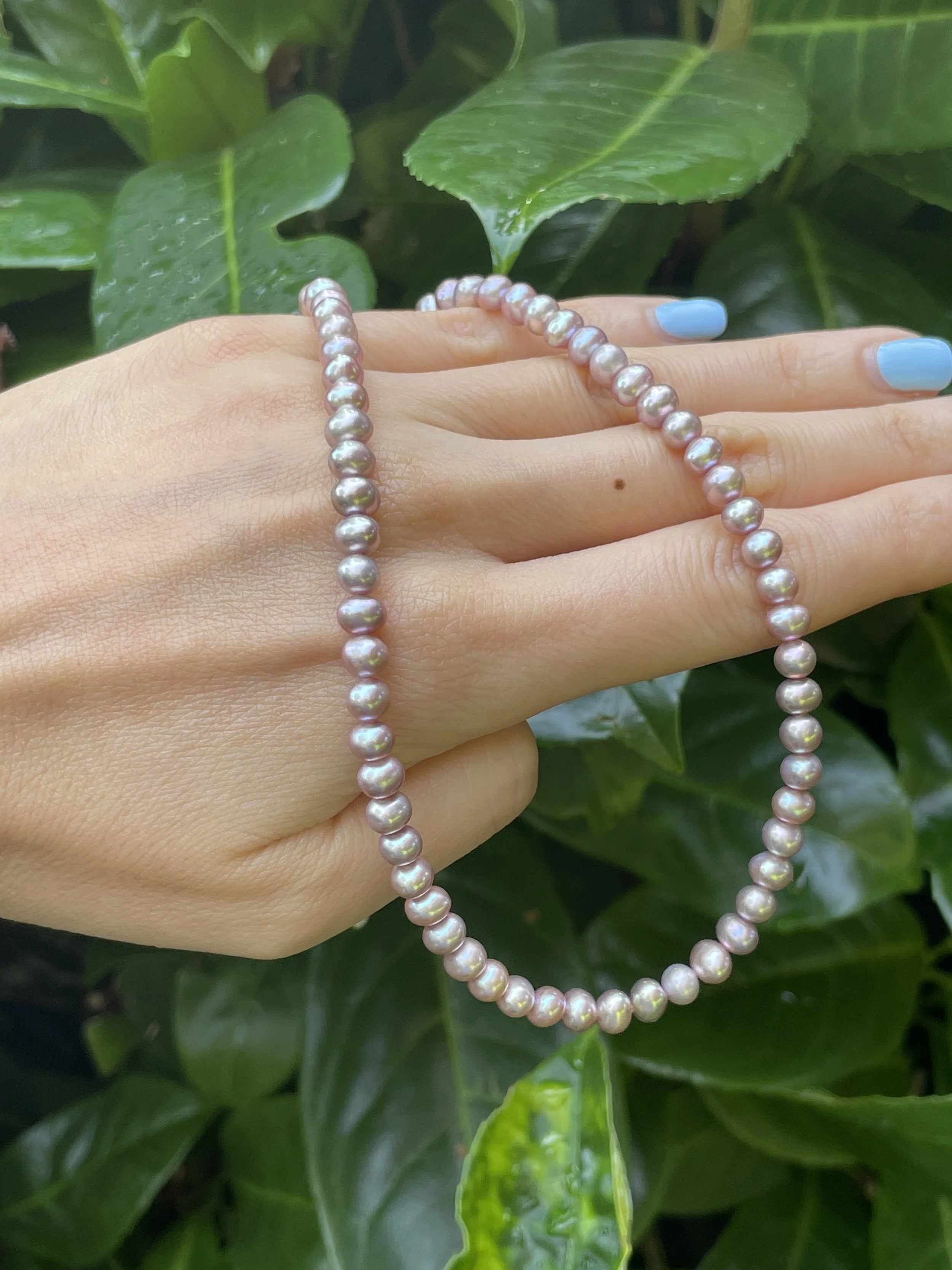 Natural Blueberry Lavender Cultured Pearl Necklace (5.5-6mm)