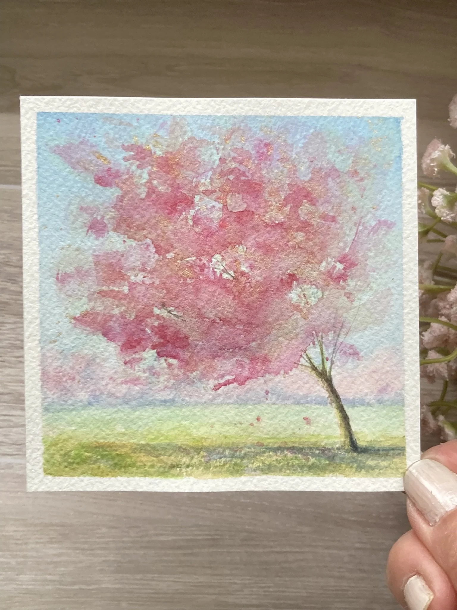Cherry Blossom Serenity Watercolor Painting