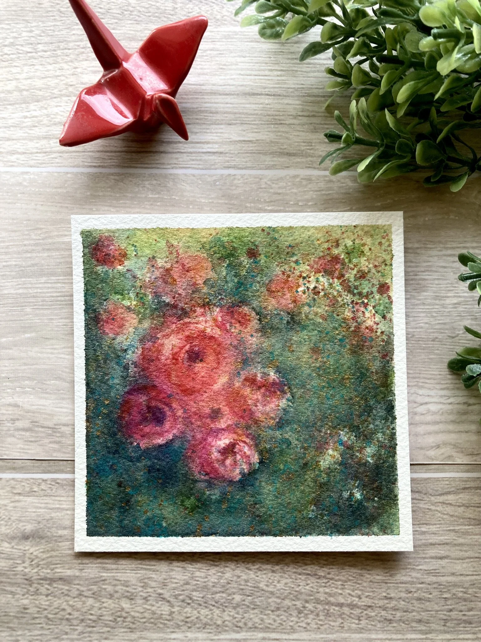 Abstract Red Roses Floral Painting