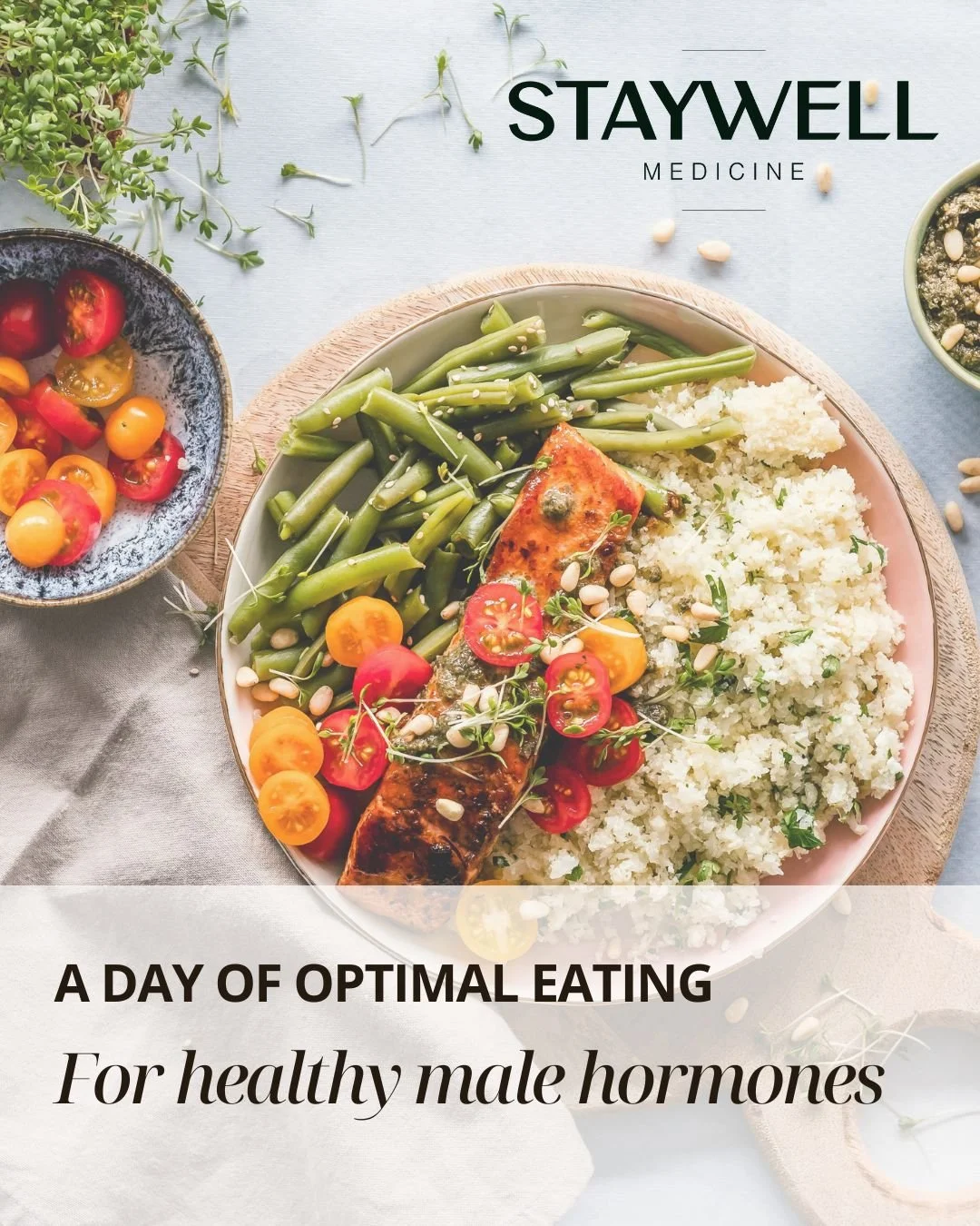 Men, this is your reminder that testosterone and hormone balance start on your plate! A diet rich in protein, healthy fats, and key micronutrients can make all the difference in energy, muscle growth, and overall well-being. 

Swipe to see a sample m