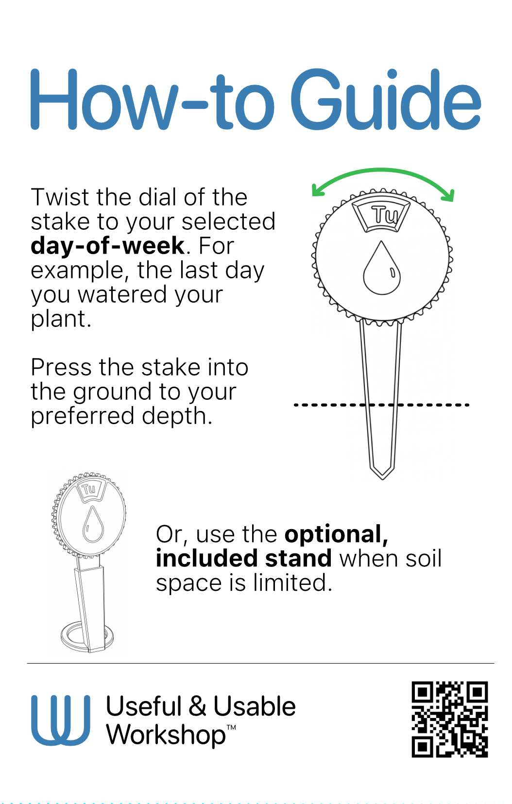 Waterer Plant Reminder Stake with Optional, Included Stand How-to Guide