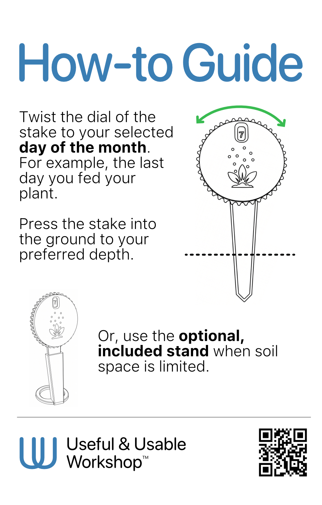 Feeder Plant Reminder Stake with Optional, Included Stand How-to Guide