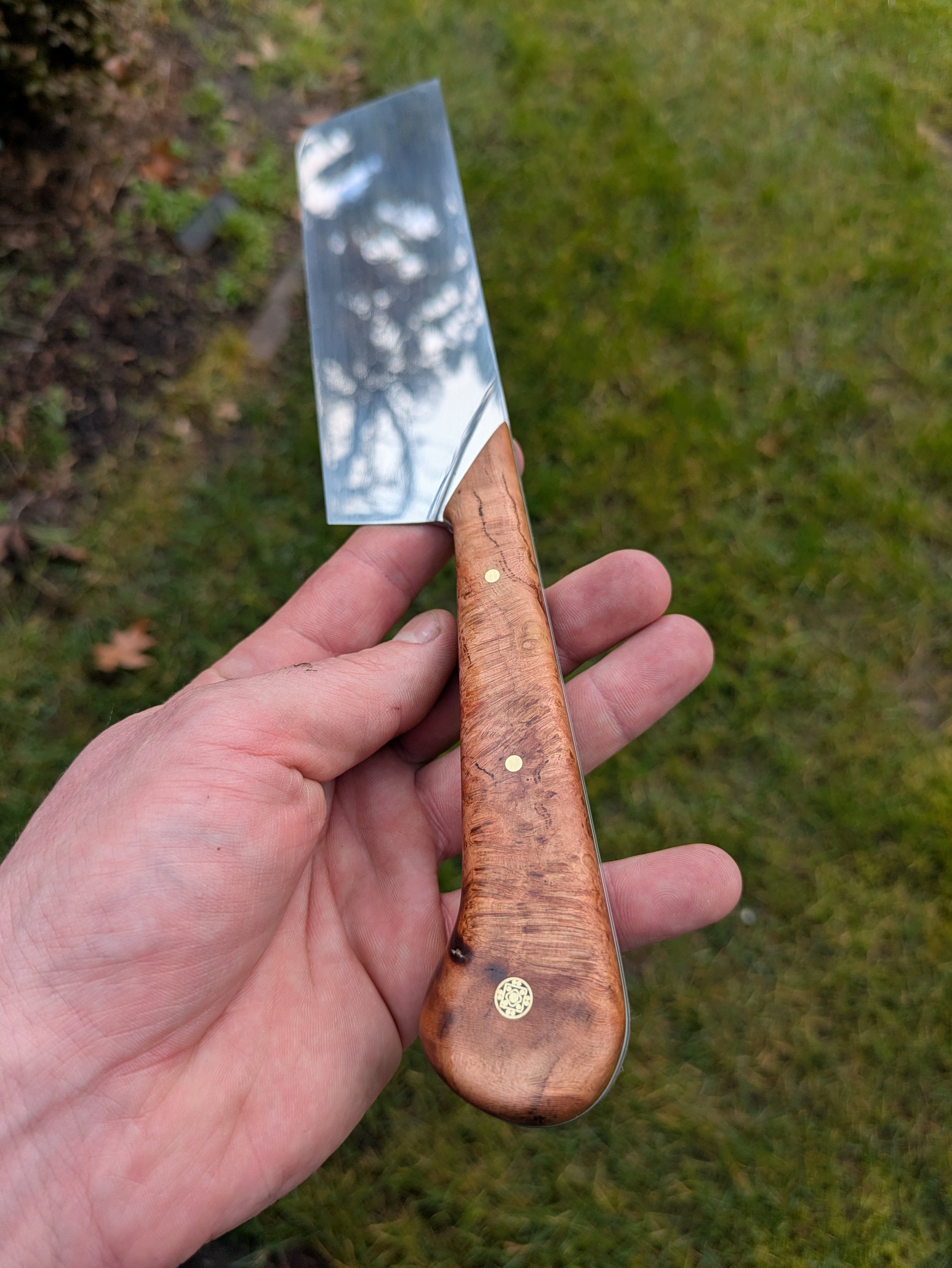 Nakiri with a stabilized Cherry burl handle
