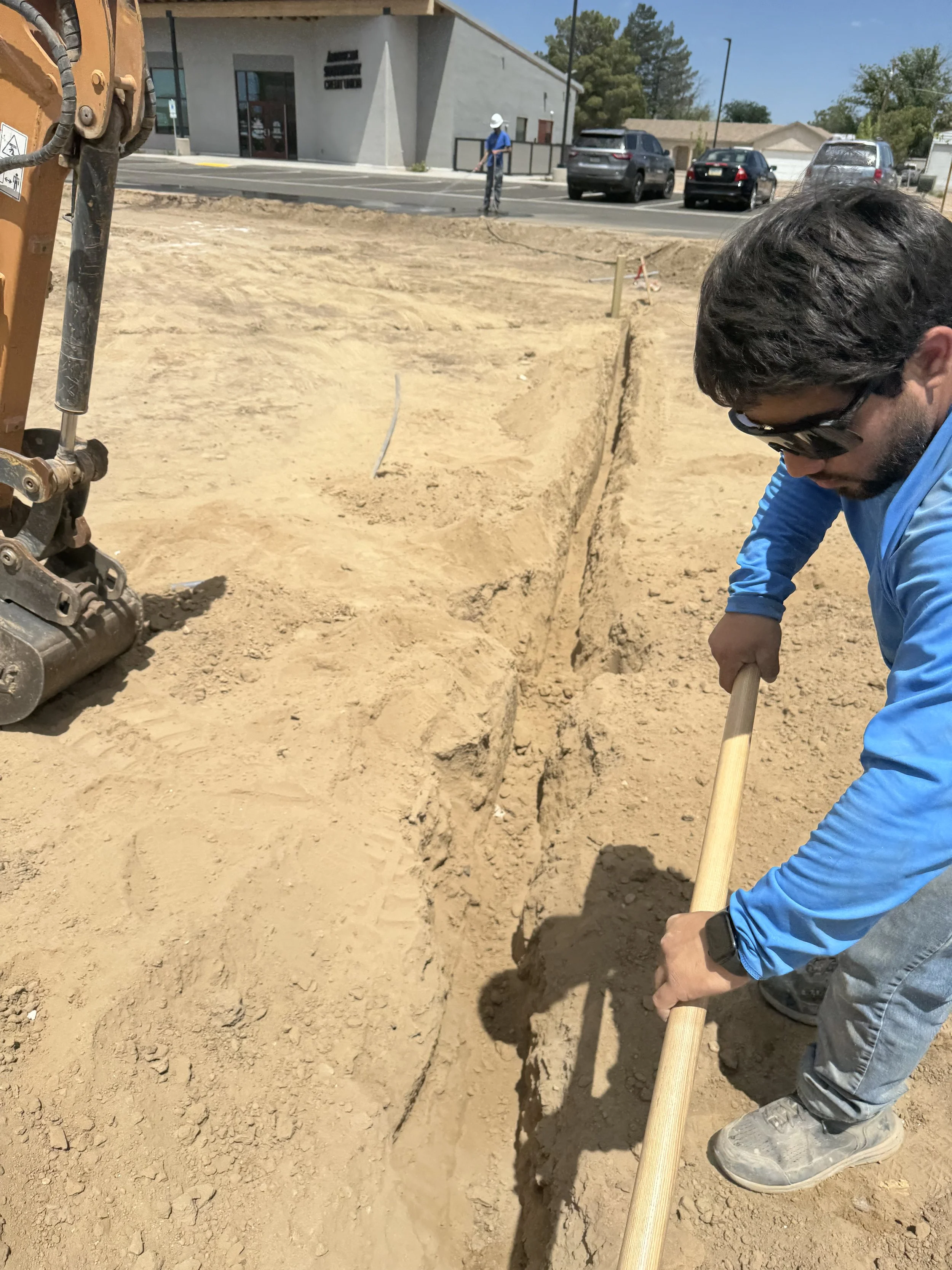 Trenching in the East Valley, Arizona. Crone Electric and Crone Communications. Electrical and Fiber optics.