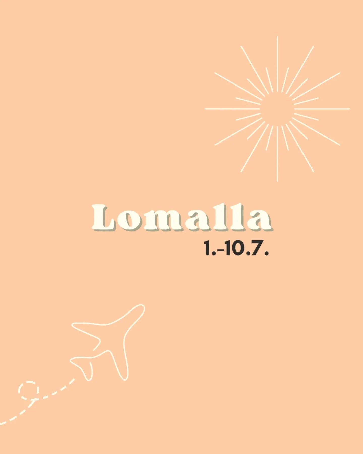 Olen lomalla 1.-10.7., joten hoitola on silloin kiinni. ☀️

Ajanvaraus toimii normaalisti Timman kautta &mdash; ajat varattavissa nyt elokuun loppuun asti. ✨

Ihanaa kes&auml;&auml;! 🧡