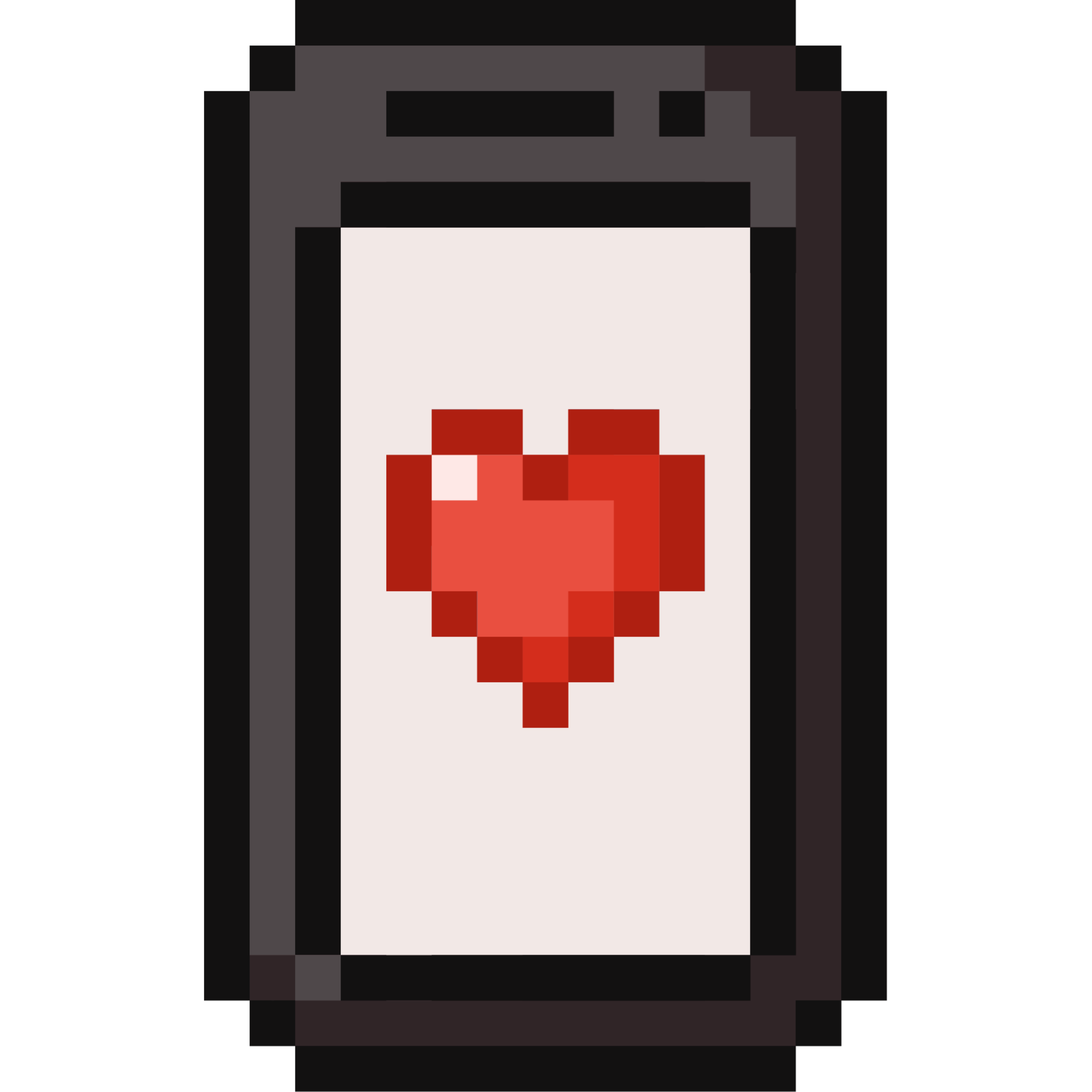 Pixelated image of a smartphone with a heart icon on the screen.