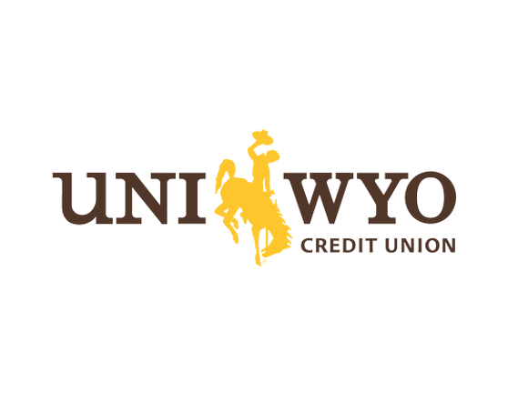 UniWyo Credit Union logo with a silhouette of a cowboy riding a bucking horse.