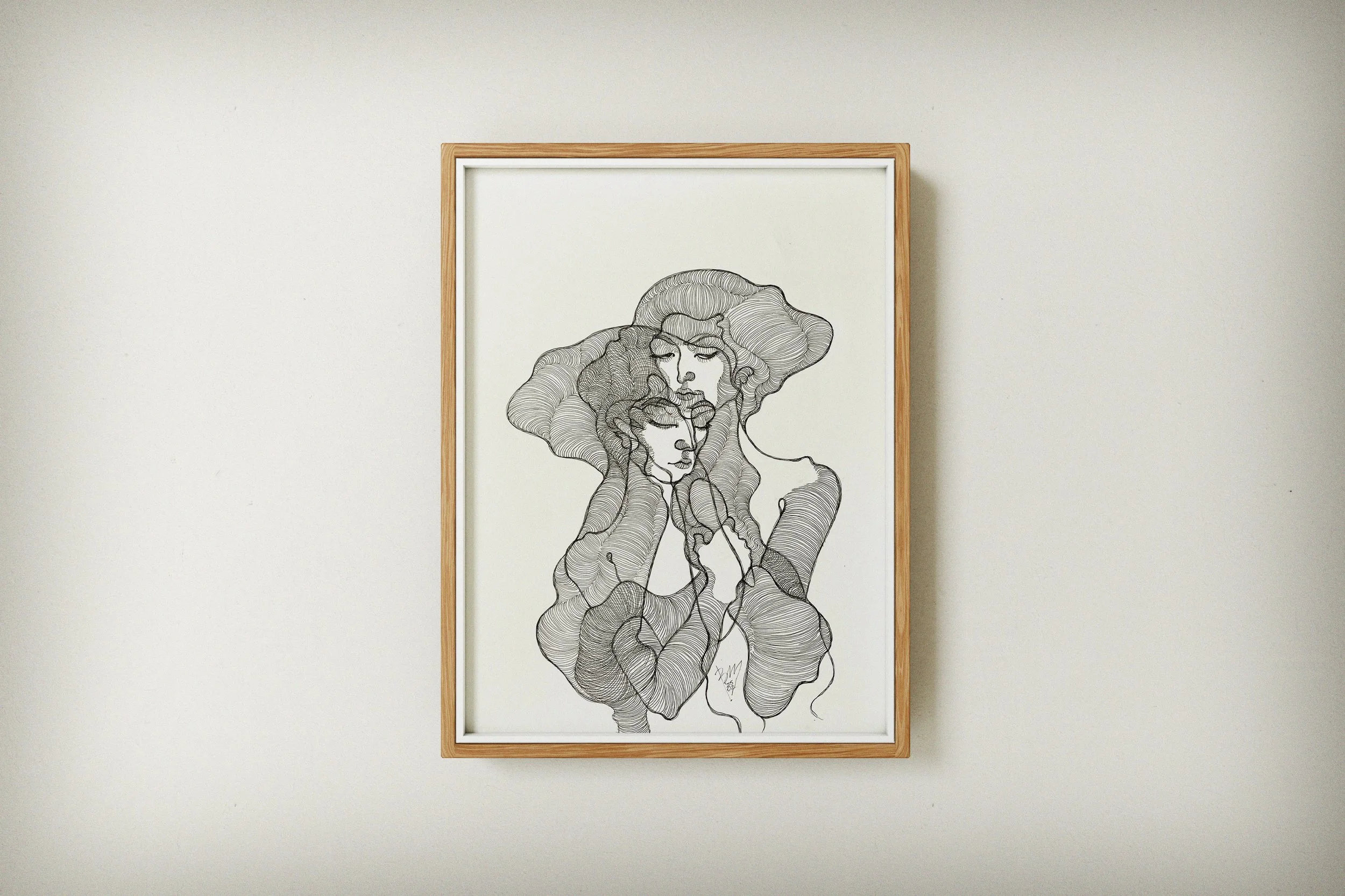 Intimate Rehearsal – Abstract Line Art of Female Intimacy