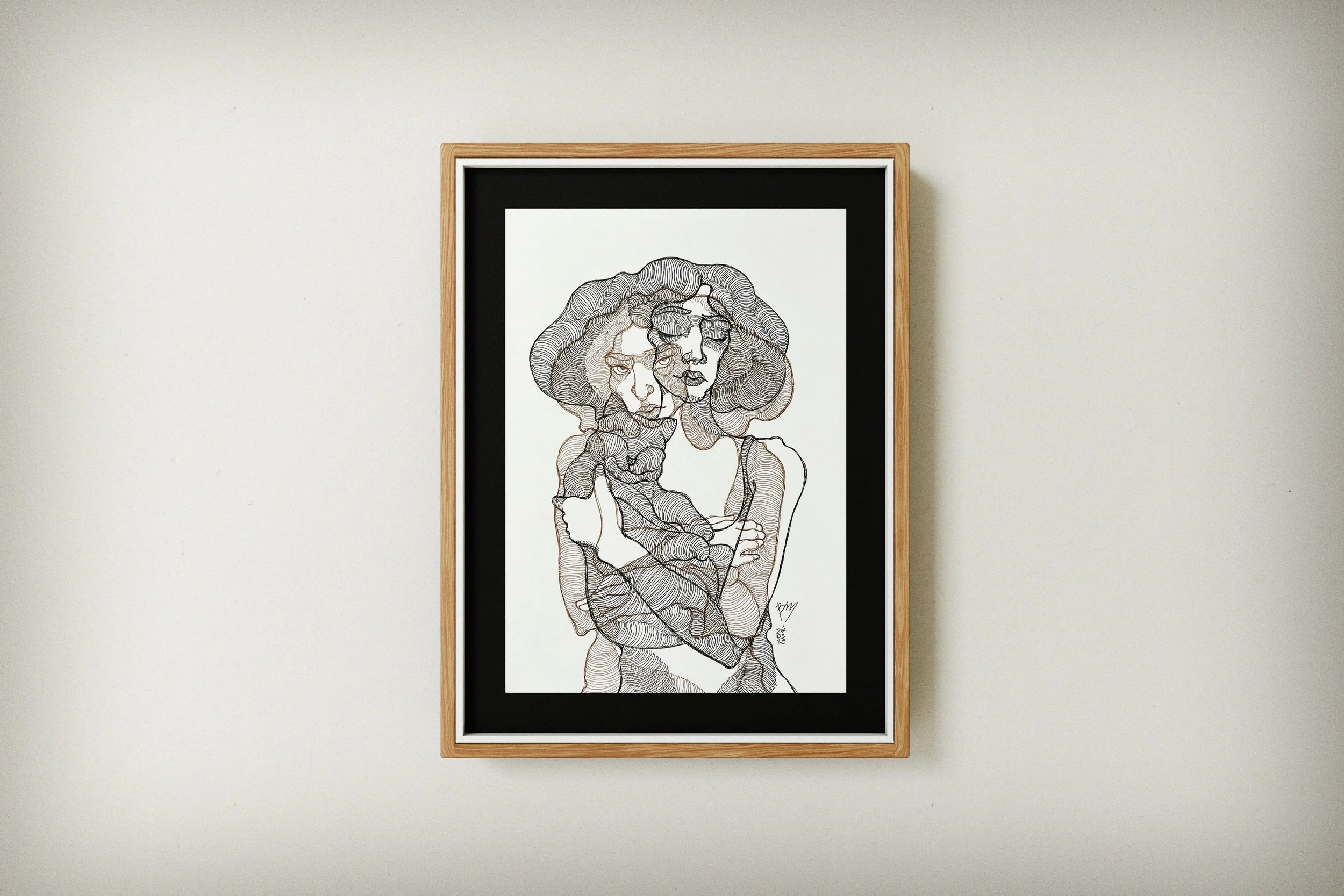 The Cat Within Me – Abstract Female Portrait in Line Art