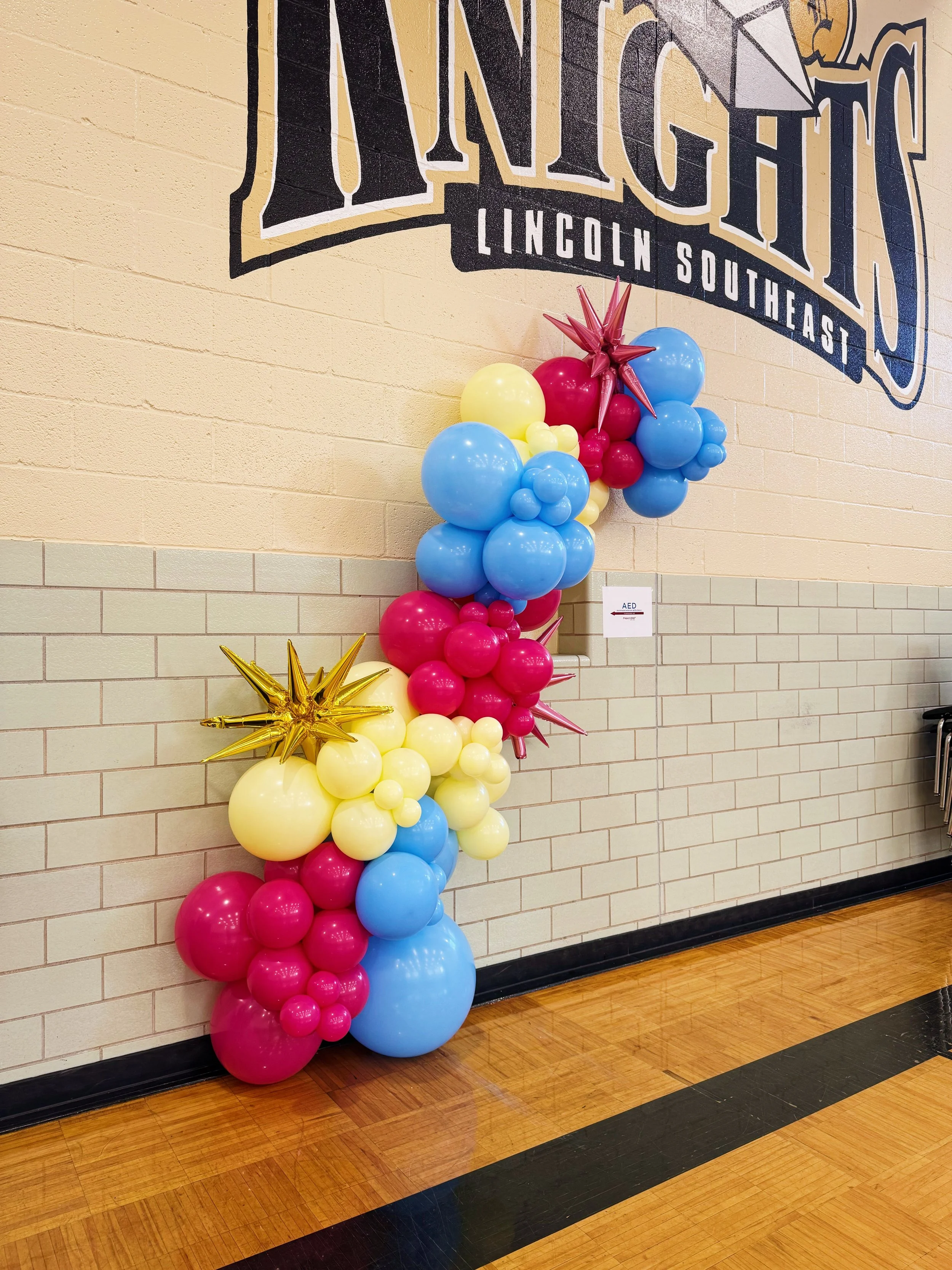 pink yello blue garland